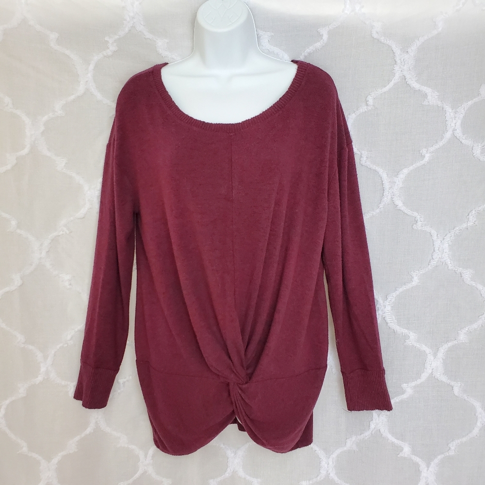 Miss Chievous Purple Raw Hem Knot Sweater